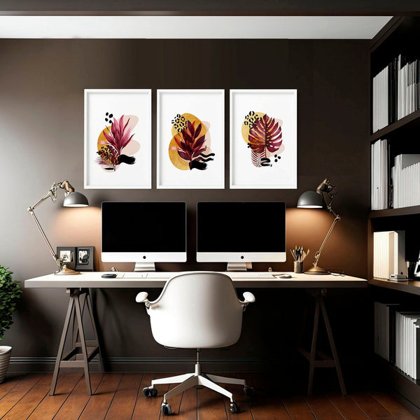 Home office decor ideas for her | set of 3 framed wall art - Yahko Merchandise