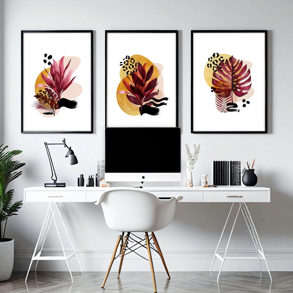 Home office decor ideas for her | set of 3 framed wall art - Yahko Merchandise
