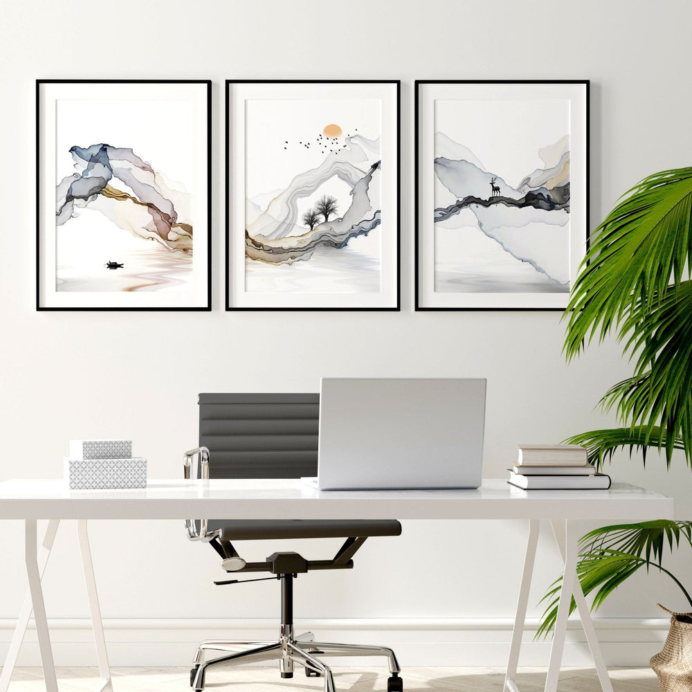 Home office wall decor | set of 3 framed wall art - Yahko Merchandise