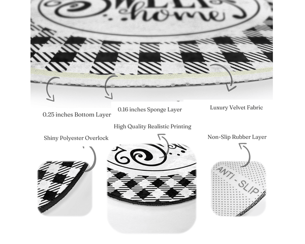 Home Sweet Home Round Rug, Home Decor Area Rug, Home Sweet Home - Yahko Merchandise