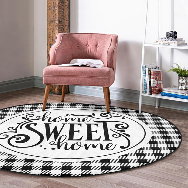 Home Sweet Home Round Rug, Home Decor Area Rug, Home Sweet Home - Yahko Merchandise