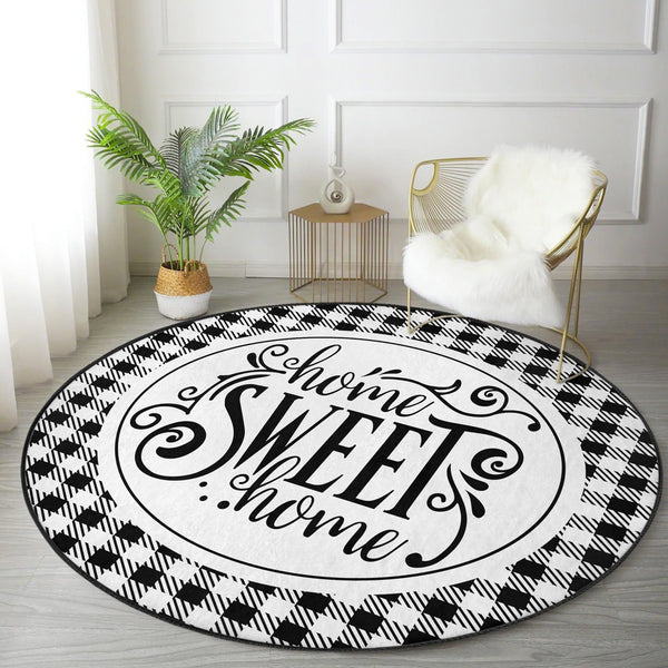 Home Sweet Home Round Rug, Home Decor Area Rug, Home Sweet Home - Yahko Merchandise