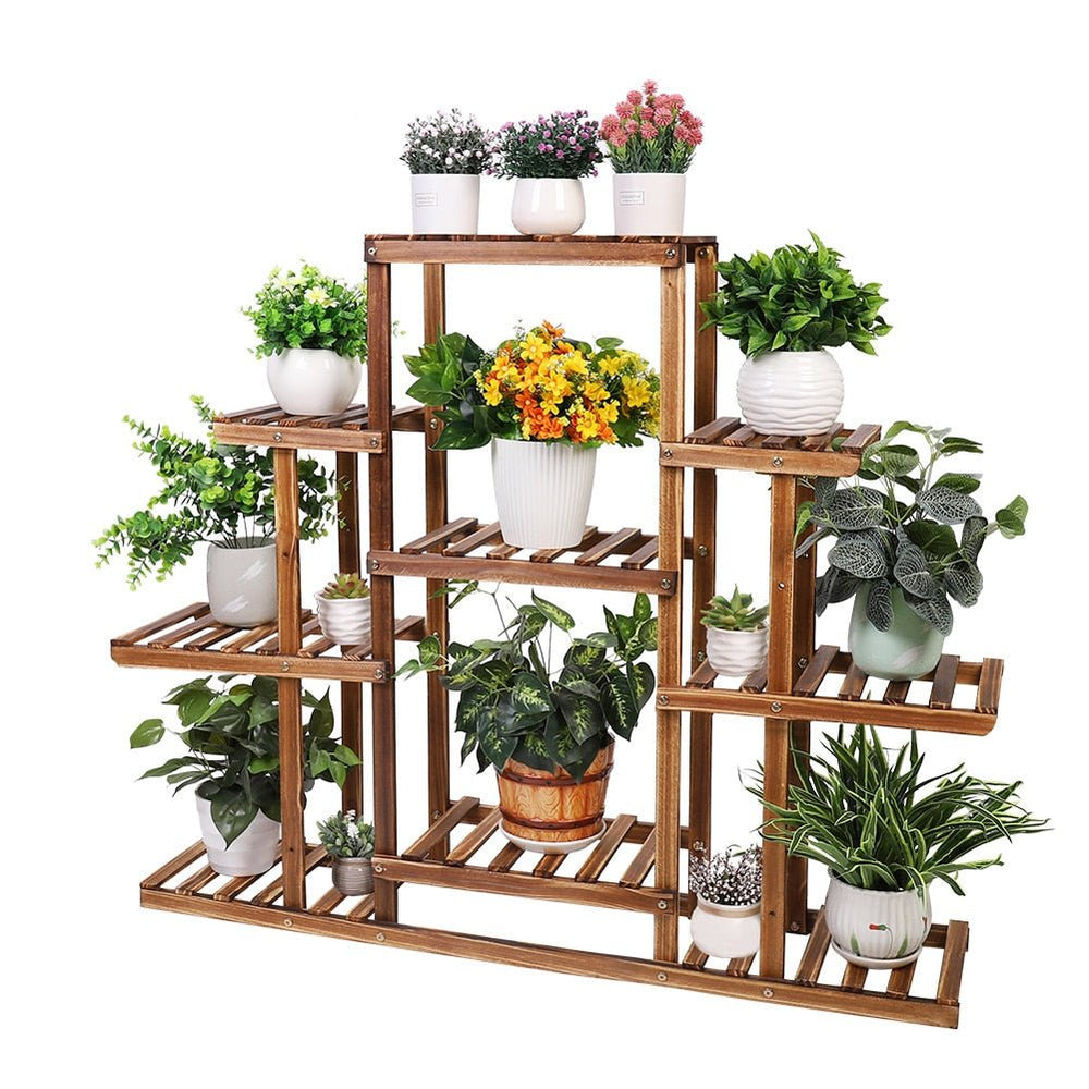 Indoor 9 Tier Wooden Plant Home Decor Stand - Yahko Merchandise