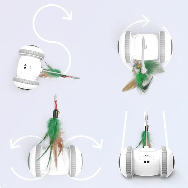 Interactive Cat Toy With Interchangeable Heads Pet Feather Toys - Yahko Merchandise