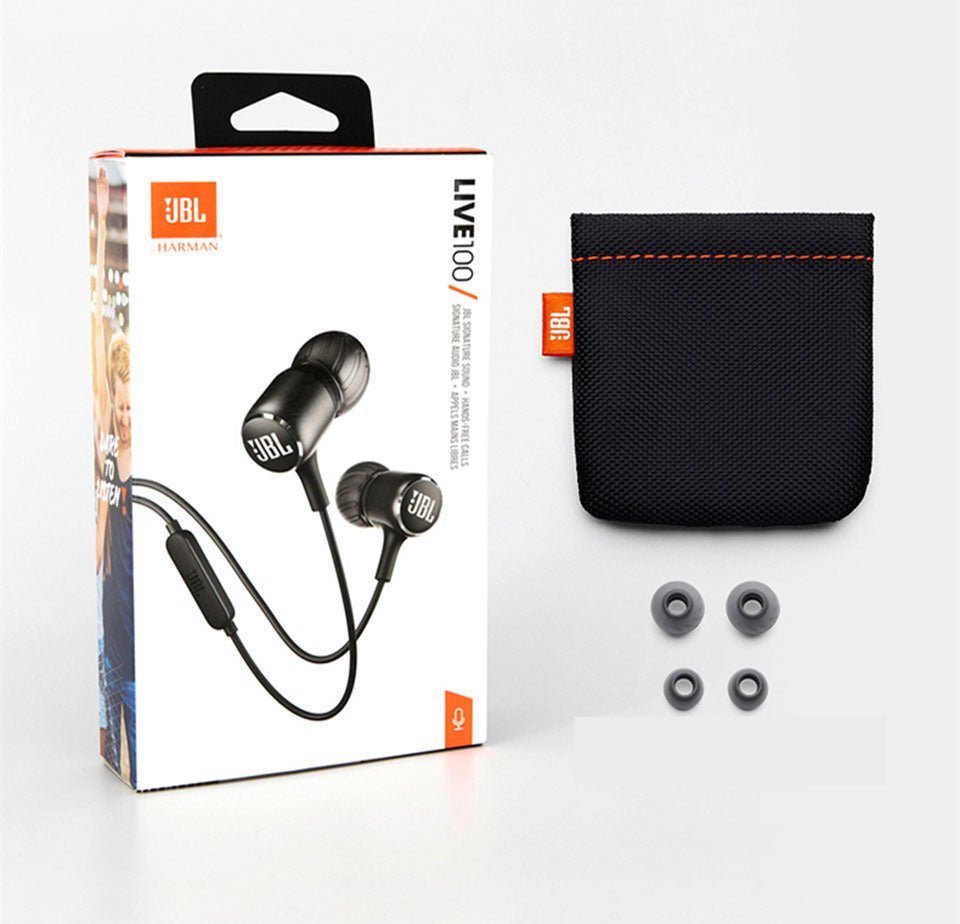 JBL LIVE100 3.5mm Wired Earphones Stereo Sound Line Control - Yahko Merchandise