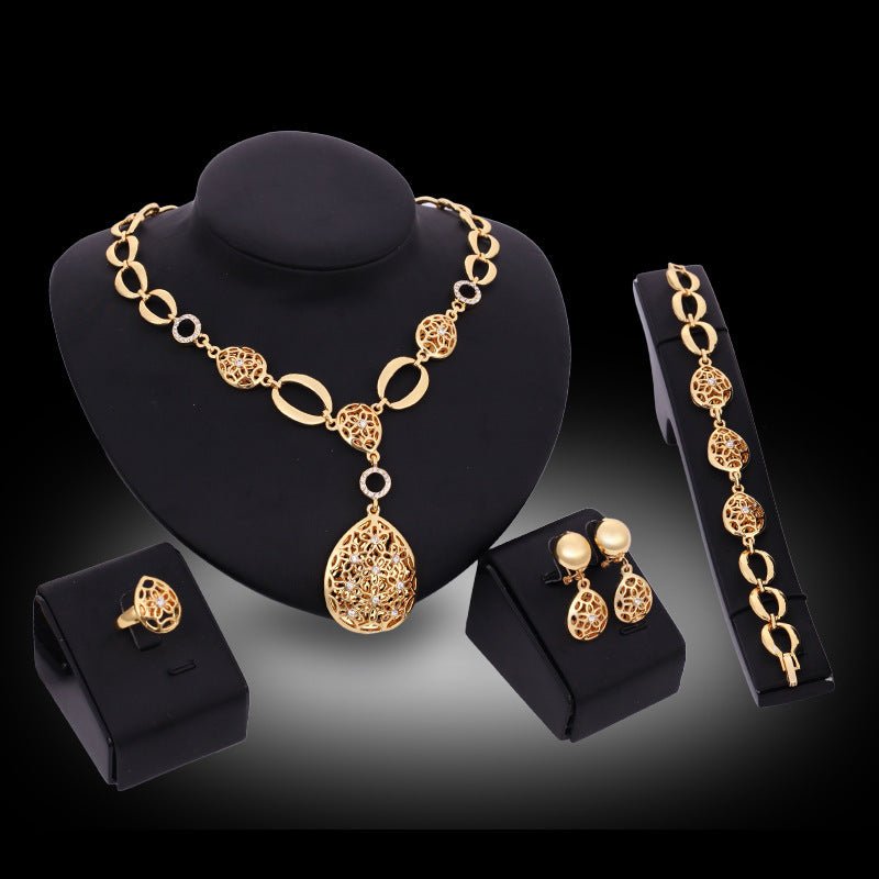 Jewelry Fashion Necklace Earrings Bracelet Ring Four Piece Jewelry Set - Yahko Merchandise