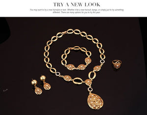 Jewelry Fashion Necklace Earrings Bracelet Ring Four Piece Jewelry Set - Yahko Merchandise
