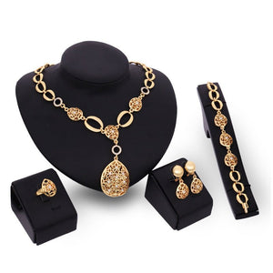 Jewelry Fashion Necklace Earrings Bracelet Ring Four Piece Jewelry Set - Yahko Merchandise