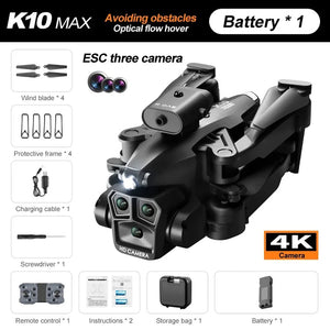 K10 Max Drone 4K High - Definition Three Camera Optical Flow Positioning Professional Aerial Photography Foldable Quadcopter - Yahko Merchandise