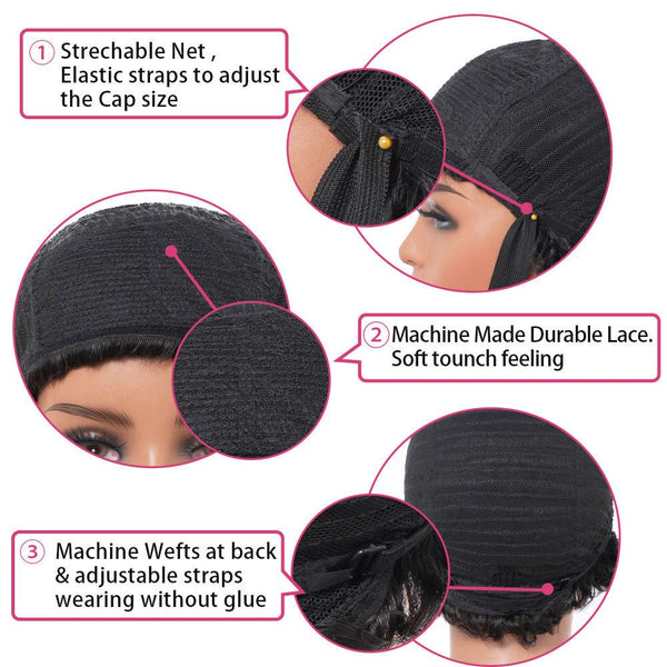 Kinky Curly Human Hair Wigs With Bangs - Yahko Merchandise