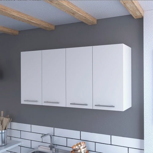 Kitchen Cabinet Durham, Four Doors, White Finish - Yahko Merchandise