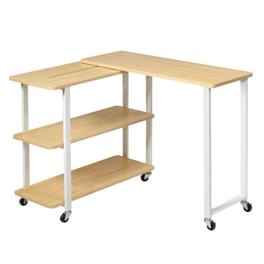 L - Shape 360° Rotating Computer PC Desk Corner Table - Yahko Merchandise