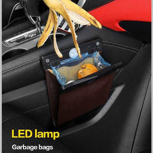 LED Car Trash Can Organizer Garbage Holder Automobiles Storage Bag Accessories Auto Door Seat Back Visor Trash Bin Paper Dustbin - Yahko Merchandise