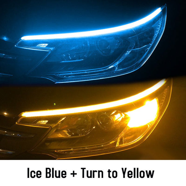 Led DRL Car Daytime Running Lights Flexible Waterproof Auto Turn Signal Yellow Brake Side Headlights Light Car Accessories - Yahko Merchandise