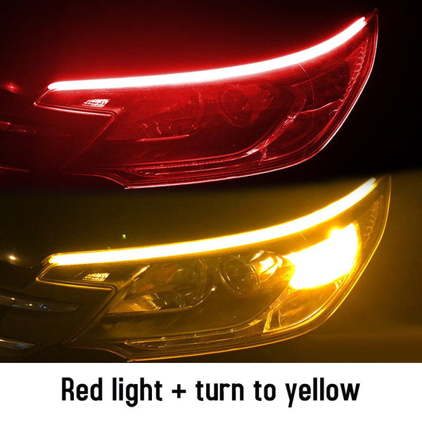 Led DRL Car Daytime Running Lights Flexible Waterproof Auto Turn Signal Yellow Brake Side Headlights Light Car Accessories - Yahko Merchandise