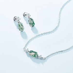 Light Luxury Natural Water Plants Agate Claw Inlaid Green Moss Eardrops - Yahko Merchandise