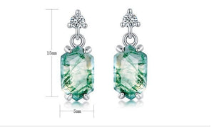 Light Luxury Natural Water Plants Agate Claw Inlaid Green Moss Eardrops - Yahko Merchandise
