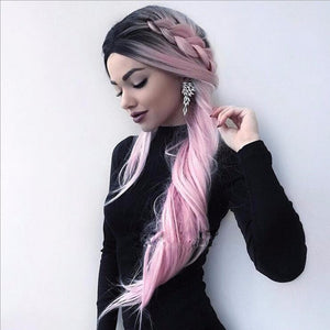 Long straight hair fashion gradient fake hair - Yahko Merchandise