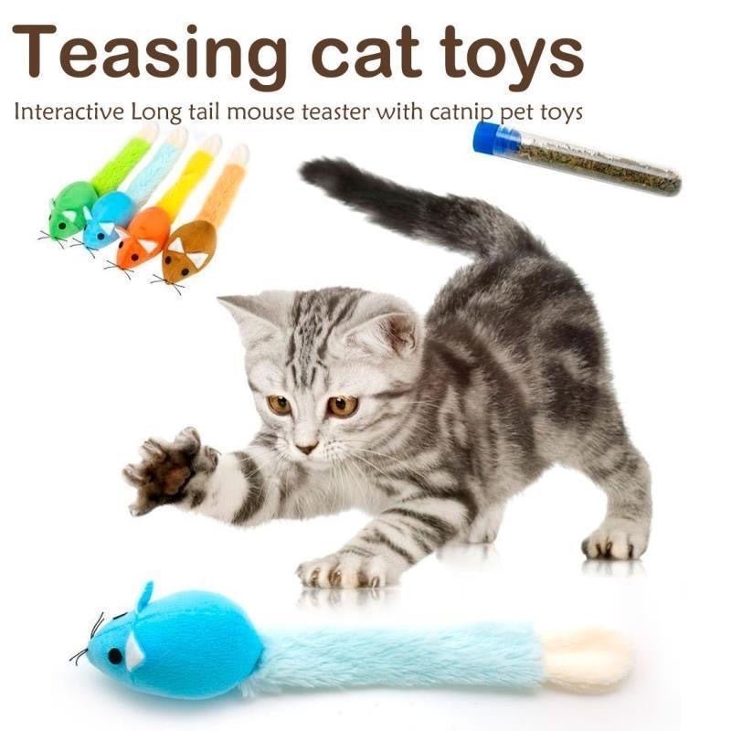 Long Tail Mouse Cat Teaster Toys Funny Pet Toys Cat Toys Mouse Trainning Funny Playing Toys Interactive Pets Products - Yahko Merchandise