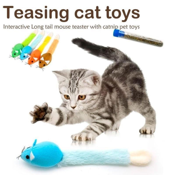 Long Tail Mouse Cat Teaster Toys Funny Pet Toys Cat Toys Mouse Trainning Funny Playing Toys Interactive Pets Products - Yahko Merchandise
