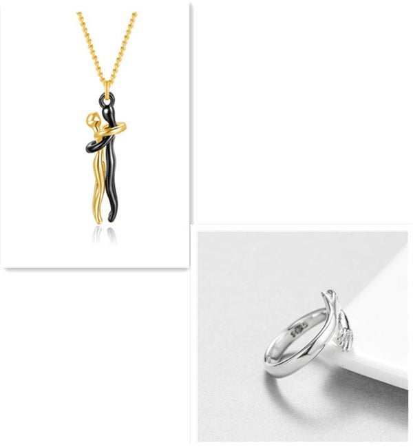 Love Hug Necklace Unisex Men Women Couple Jewelry Simple Temperament Clavicle Chain Valentines Day Lover Gift - Yahko Merchandise