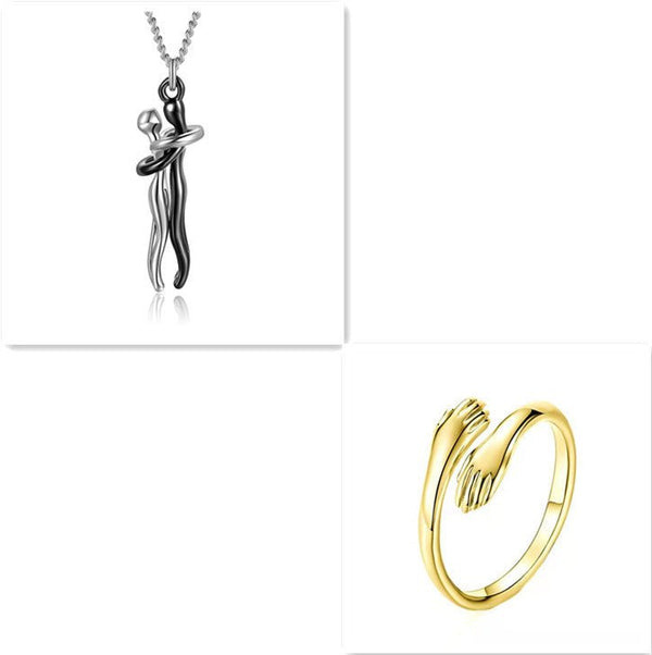 Love Hug Necklace Unisex Men Women Couple Jewelry Simple Temperament Clavicle Chain Valentines Day Lover Gift - Yahko Merchandise