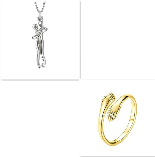 Love Hug Necklace Unisex Men Women Couple Jewelry Simple Temperament Clavicle Chain Valentines Day Lover Gift - Yahko Merchandise
