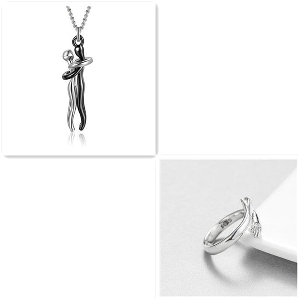 Love Hug Necklace Unisex Men Women Couple Jewelry Simple Temperament Clavicle Chain Valentines Day Lover Gift - Yahko Merchandise