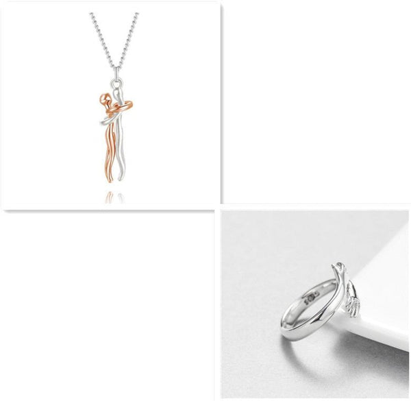Love Hug Necklace Unisex Men Women Couple Jewelry Simple Temperament Clavicle Chain Valentines Day Lover Gift - Yahko Merchandise