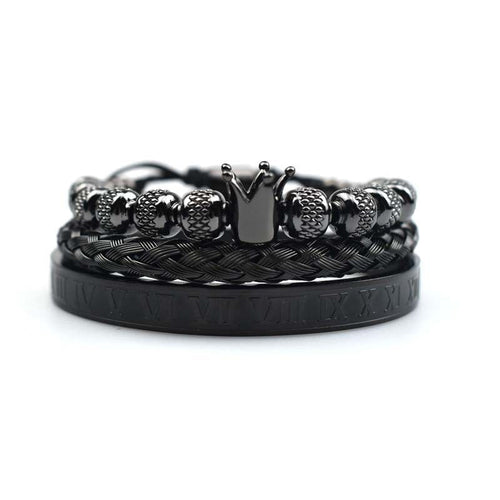 Luxury Roman Royal Crown Charm Bracelet Men Stainless Steel Geometry Pulseiras Men Adjustable Bracelets Couple Jewelry Gift - Yahko Merchandise