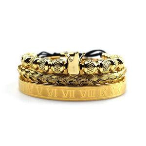 Luxury Roman Royal Crown Charm Bracelet Men Stainless Steel Geometry Pulseiras Men Adjustable Bracelets Couple Jewelry Gift - Yahko Merchandise