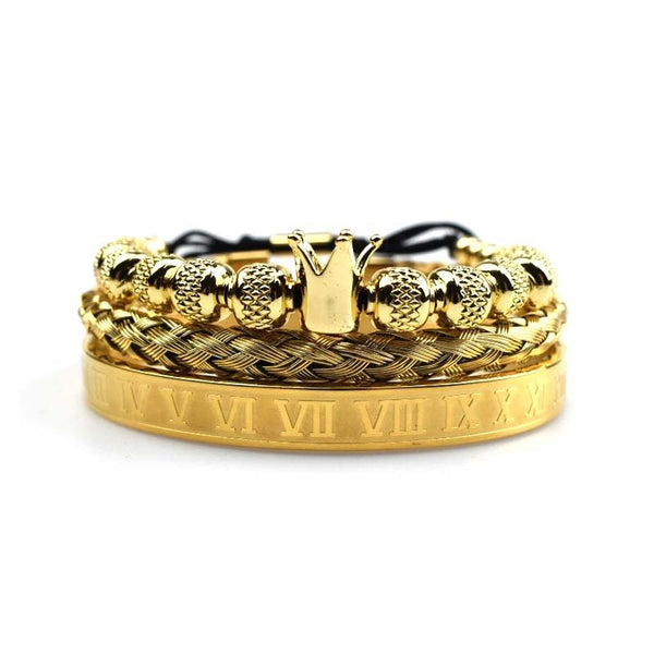Luxury Roman Royal Crown Charm Bracelet Men Stainless Steel Geometry Pulseiras Men Adjustable Bracelets Couple Jewelry Gift - Yahko Merchandise