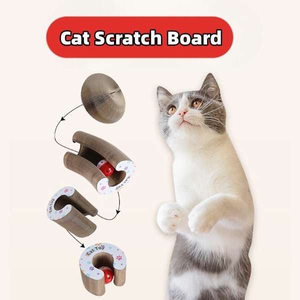 Magic Organ Foldable Cat Scratch Board Toy With Bell Cat Grinding Claw Cat Climbing Frame Round Corrugated Cats Interactive Toys - Yahko Merchandise