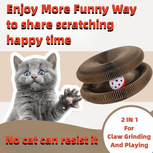 Magic Organ Foldable Cat Scratch Board Toy With Bell Cat Grinding Claw Cat Climbing Frame Round Corrugated Cats Interactive Toys - Yahko Merchandise
