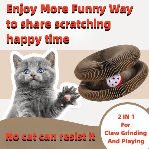Magic Organ Foldable Cat Scratch Board Toy With Bell Cat Grinding Claw Cat Climbing Frame Round Corrugated Cats Interactive Toys - Yahko Merchandise