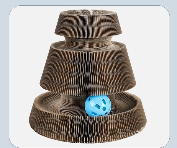 Magic Organ Foldable Cat Scratch Board Toy With Bell Cat Grinding Claw Cat Climbing Frame Round Corrugated Cats Interactive Toys - Yahko Merchandise