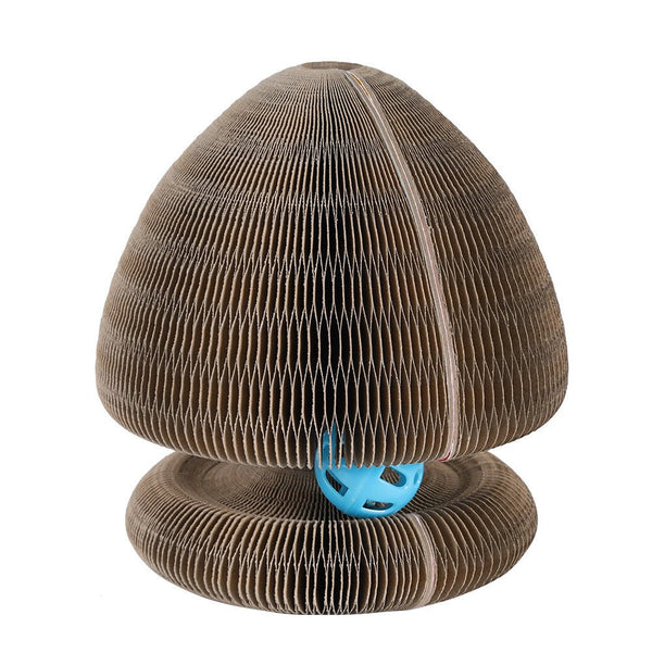Magic Organ Foldable Cat Scratch Board Toy With Bell Cat Grinding Claw Cat Climbing Frame Round Corrugated Cats Interactive Toys - Yahko Merchandise
