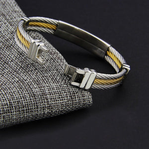 Men's Bracelet 3 Rows Wire Chain Bracelets Bangles Fashion Punk Stainless Steel Cross Bracelet Men Christian Men Jewelry - Yahko Merchandise