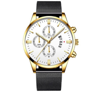 Mens Business Luxury Watches For Men Mesh Band Quartz Watch - Yahko Merchandise