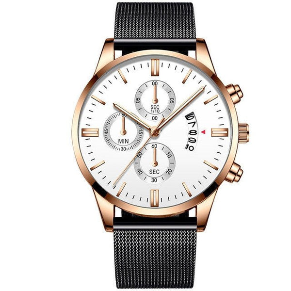 Mens Business Luxury Watches For Men Mesh Band Quartz Watch - Yahko Merchandise