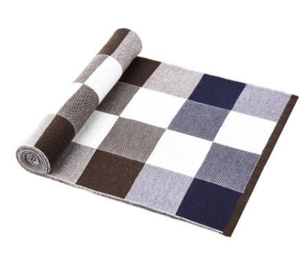 Men's scarf wool plaid scarf scarf winter scarf processing wholesale gift ladies knitting stitching - Yahko Merchandise