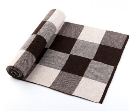 Men's scarf wool plaid scarf scarf winter scarf processing wholesale gift ladies knitting stitching - Yahko Merchandise