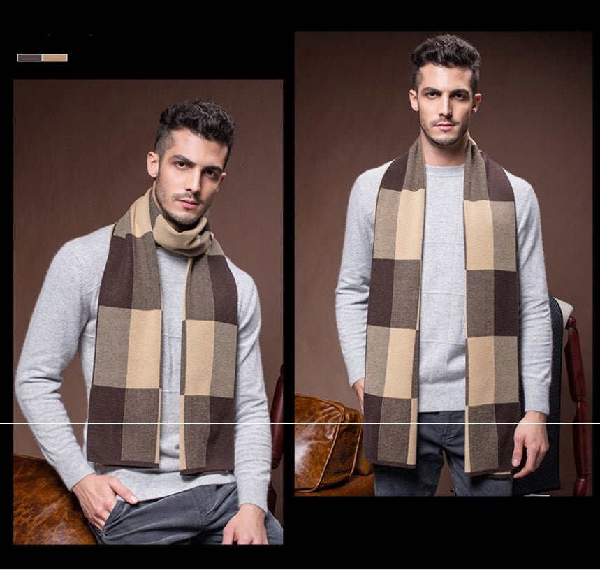 Men's scarf wool plaid scarf scarf winter scarf processing wholesale gift ladies knitting stitching - Yahko Merchandise