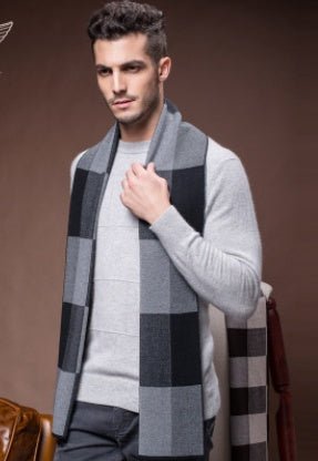 Men's scarf wool plaid scarf scarf winter scarf processing wholesale gift ladies knitting stitching - Yahko Merchandise