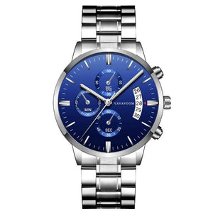 Men''s Stainless Steel Watches with Business Leisure Calendar Quartz Watches Waterproof Black Refined Steel Watches - Yahko Merchandise