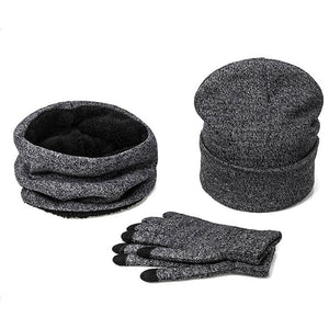 Mens Winter Beanie Hat And Neck Scarf Warmer Touch Screen Gloves Set - Yahko Merchandise