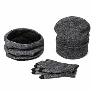 Mens Winter Beanie Hat And Neck Scarf Warmer Touch Screen Gloves Set - Yahko Merchandise