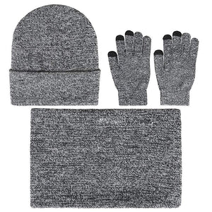 Mens Winter Beanie Hat And Neck Scarf Warmer Touch Screen Gloves Set - Yahko Merchandise