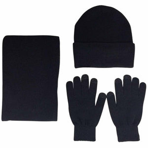 Mens Winter Beanie Hat And Neck Scarf Warmer Touch Screen Gloves Set - Yahko Merchandise