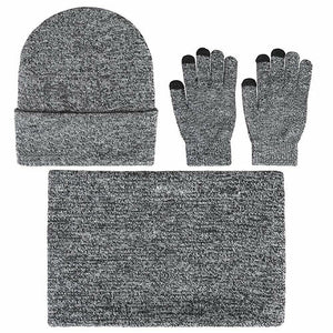 Mens Winter Beanie Hat And Neck Scarf Warmer Touch Screen Gloves Set - Yahko Merchandise